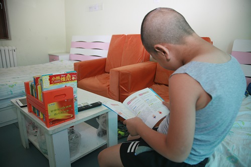 孩子认真的阅读书籍
