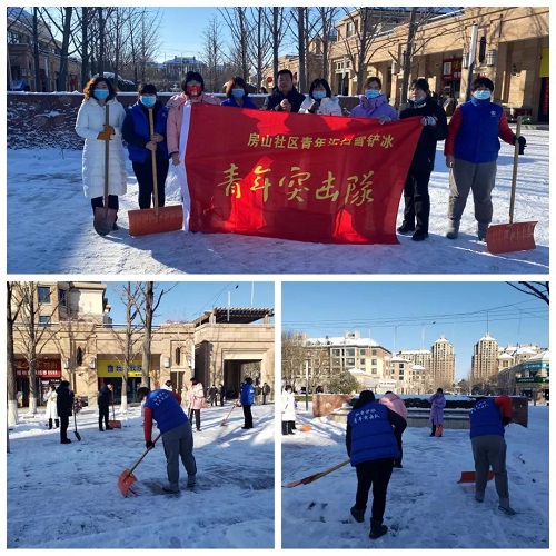 閻村鎮綠城百合社區青年匯掃雪鏟冰青年突擊隊